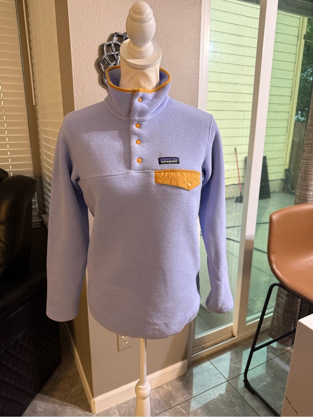 Patagonia Men's Zip-Up Fleece - Lavender with Mustard Accents
